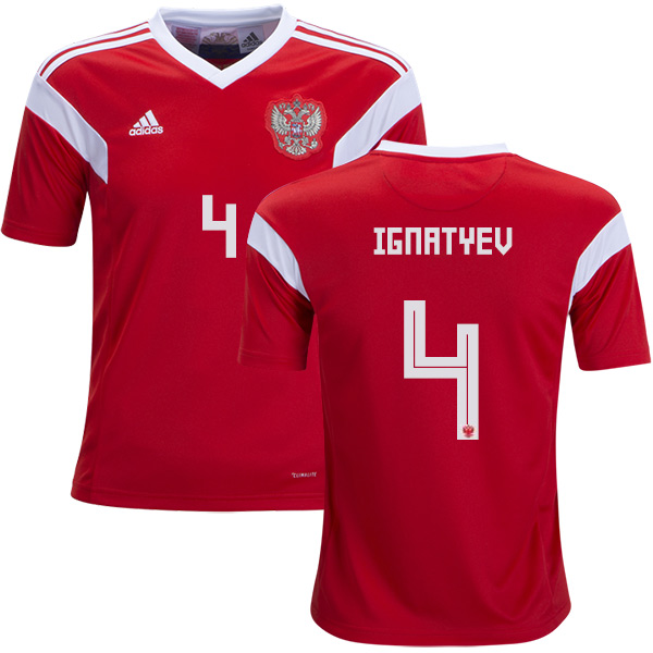 Russia #4 Ignatyev Home Kid Soccer Country Jersey - Click Image to Close